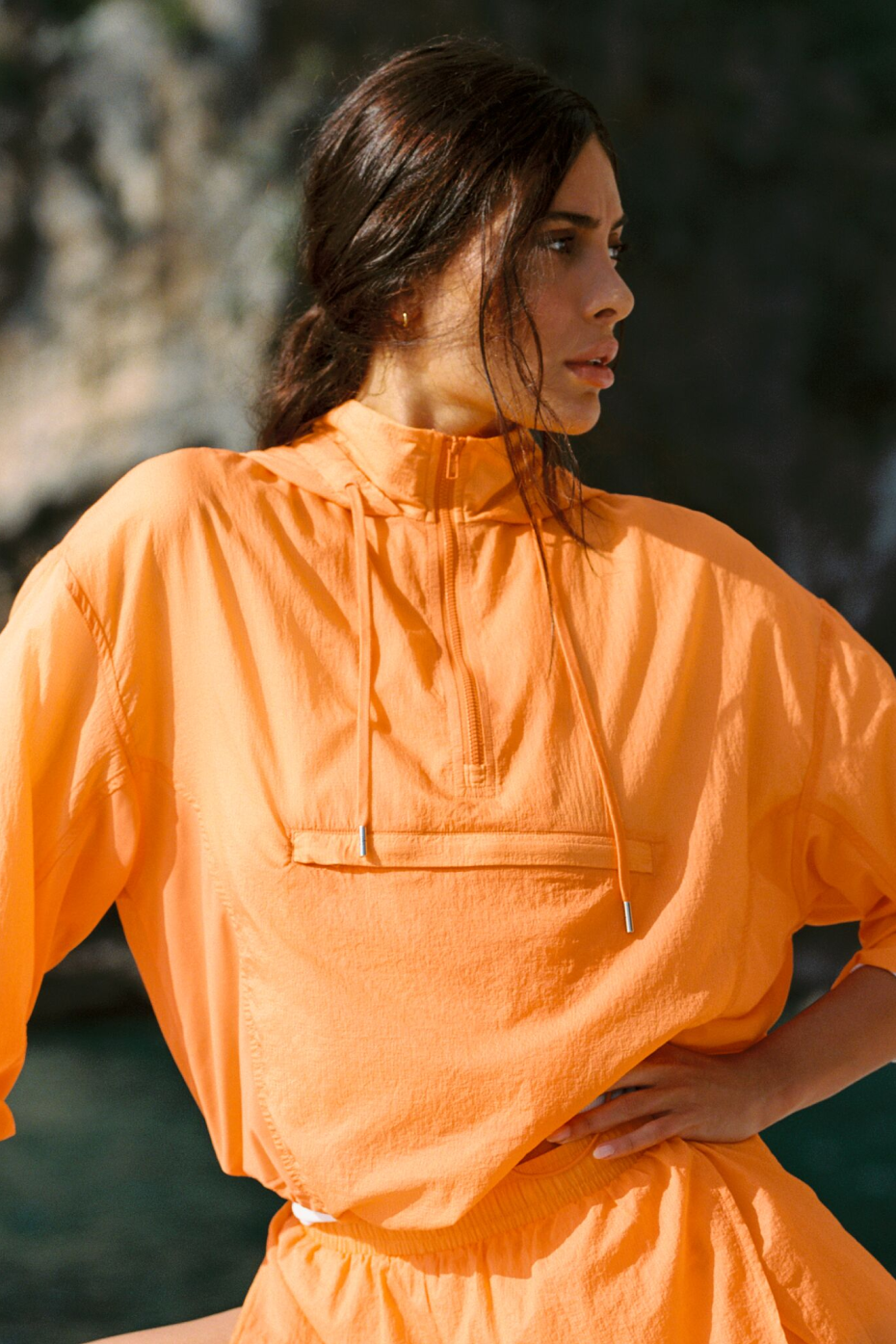 Alo Yoga 1/4 Zip Go Time Pullover in Satsuma Breeze