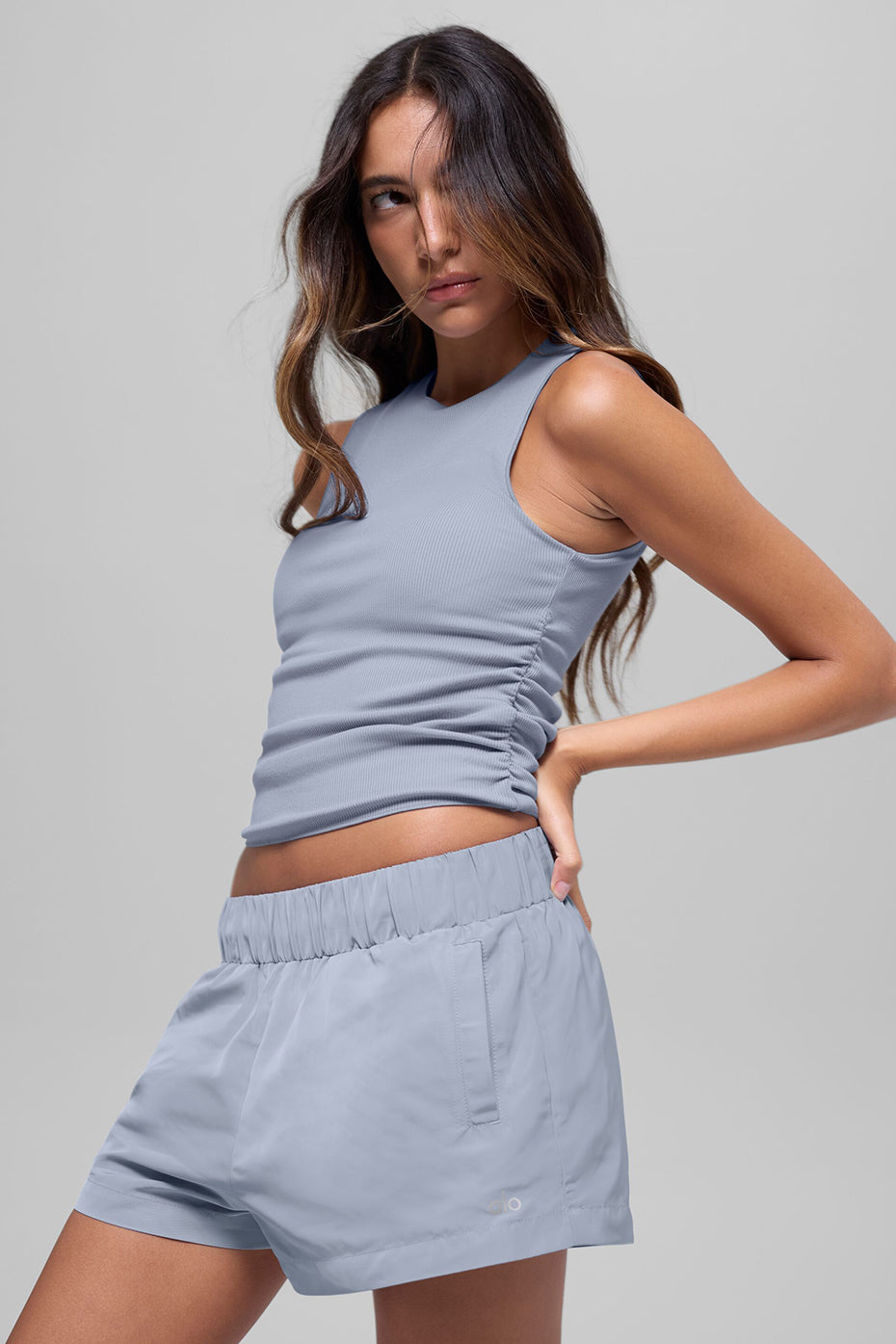 Alo Yoga Ribbed En Pointe Tank in Winter Frost