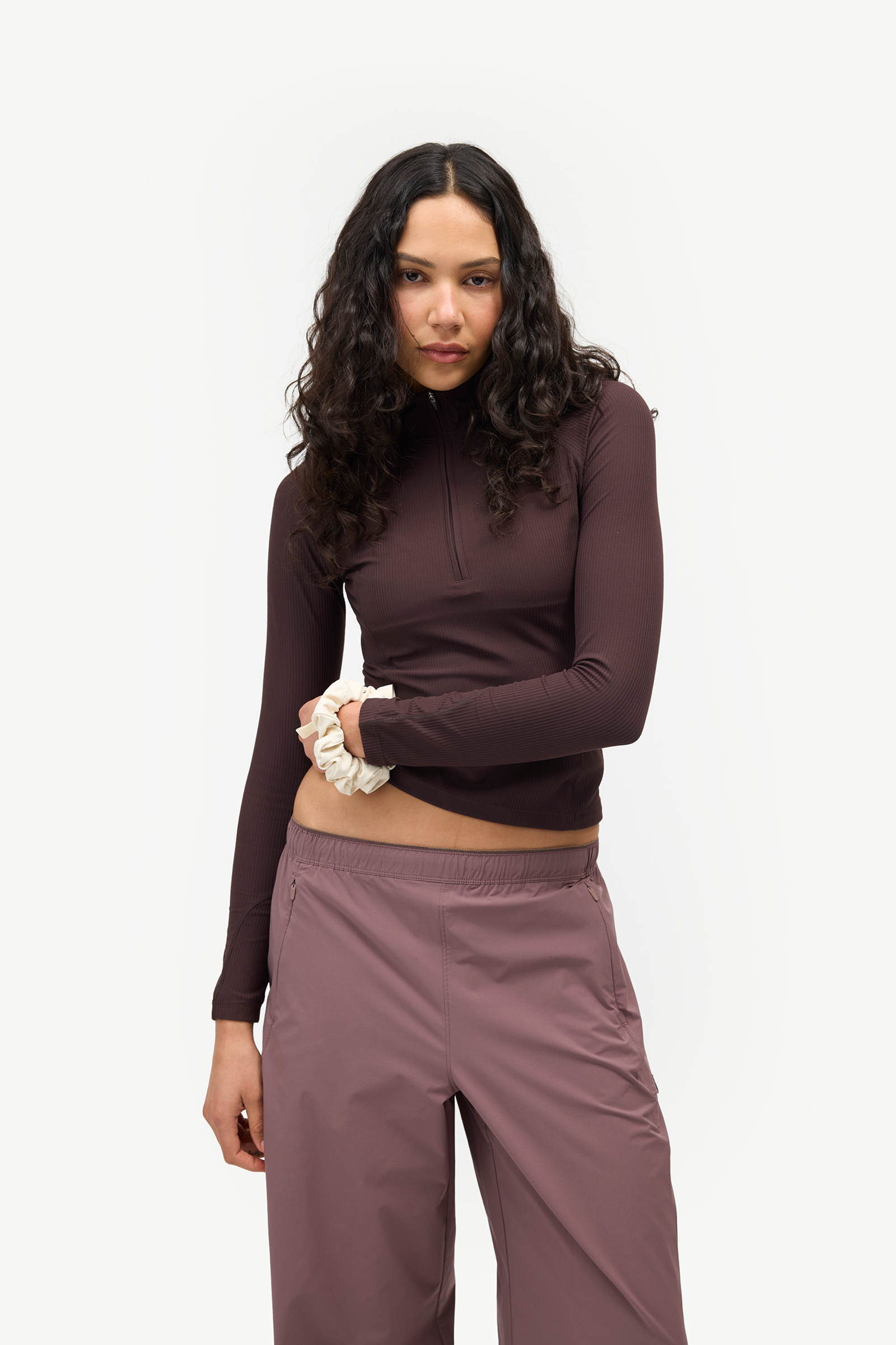 Halfdays Julie Quarter Zip Top in Americano
