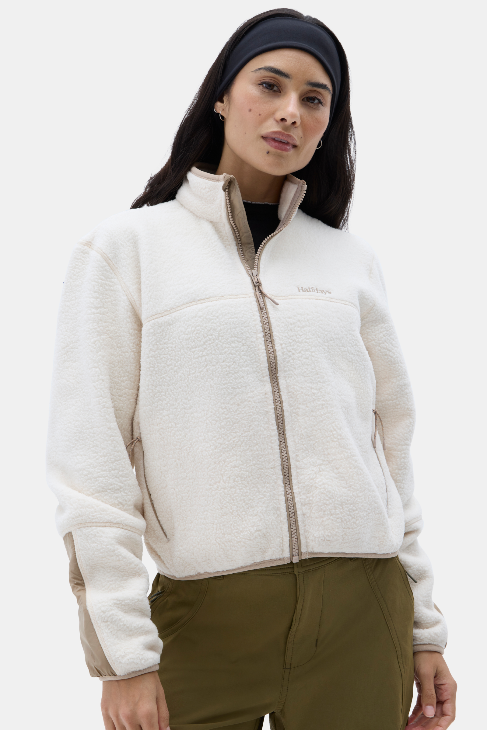Halfdays Chapelle Fleece Jacket in Oat Milk/Silver Mink