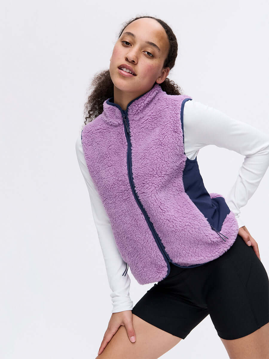 Outdoor Voices Candy Fleece Vest in Orchid Multi