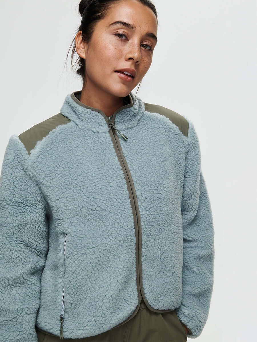 Outdoor Voices Candy Fleece Jacket in Steel Multi