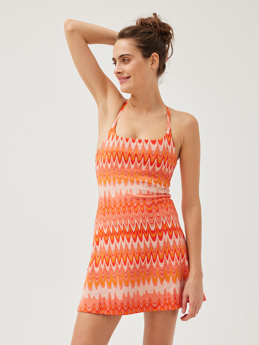 Outdoor Voices TechSweat Move Free Dress in Grapefruit Helios